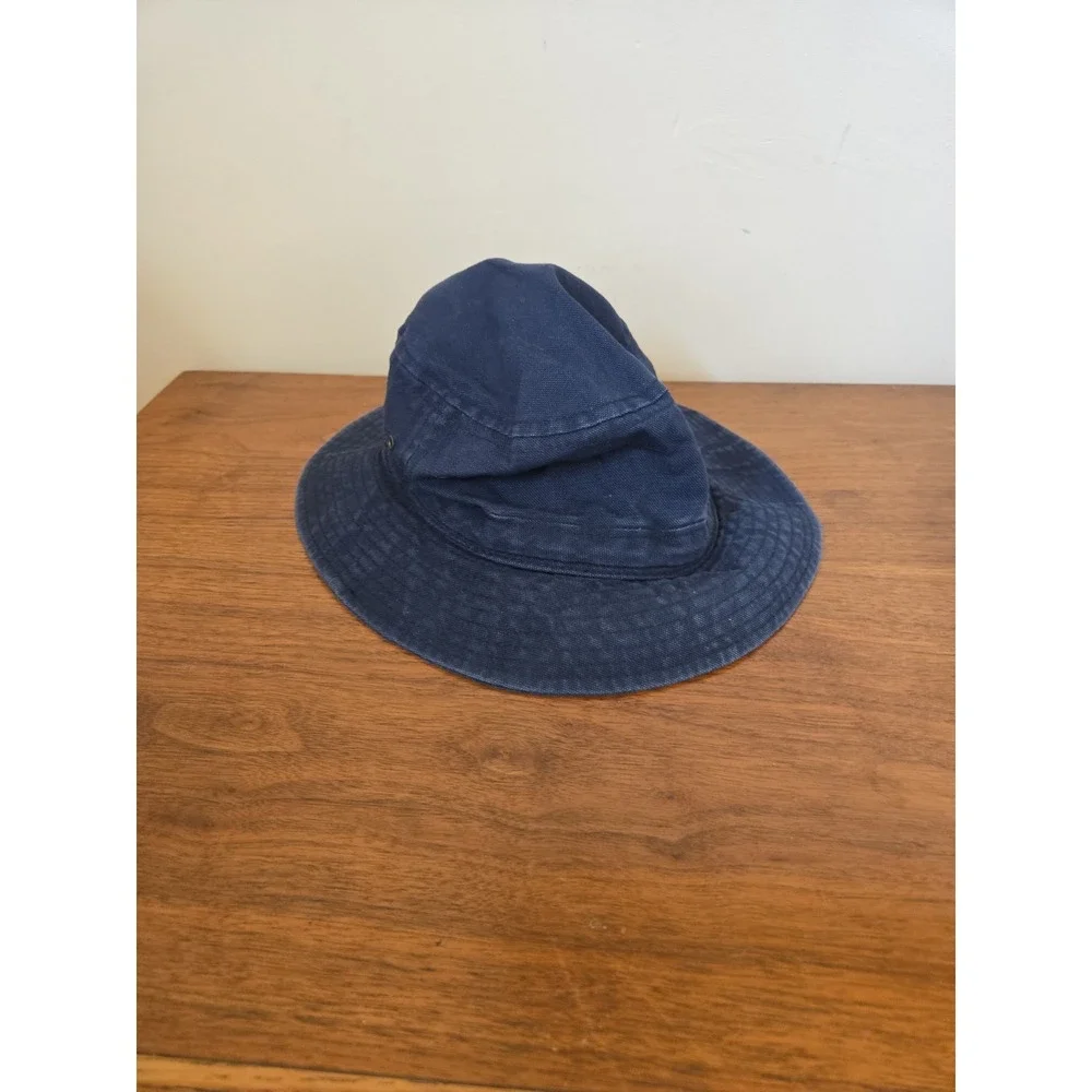 Vintage London Fog Weather Wear Canvas Bucket Hat Navy Blue Mens M Made in USA